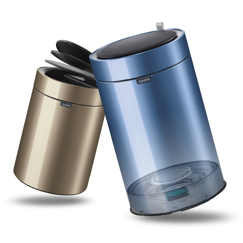 优百纳盈月9L欧式不锈钢锂电池感应垃圾桶家用轻奢客厅厨房卫生间卧室高清大图