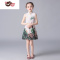 绿彩虹光儿童旗袍夏季改良小女孩宝宝女童旗袍裙古筝演出服连衣裙薄款洋气裙子