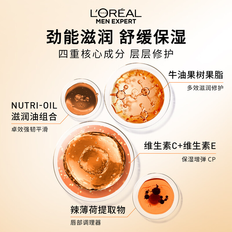 欧莱雅男士润唇膏3.5g白色自然妆效无香持久保湿修护高清大图