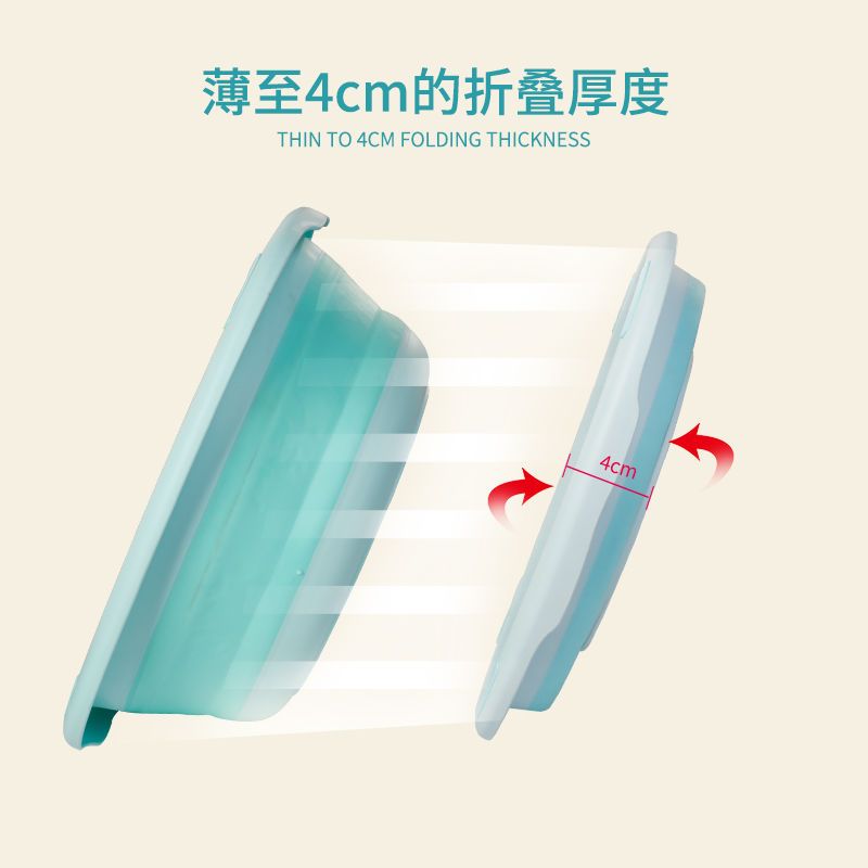 开优米kiuimi婴儿折叠脸盆宝宝洗脸盆新生儿盆儿童面盆小便携式PP加厚 大绿+小绿