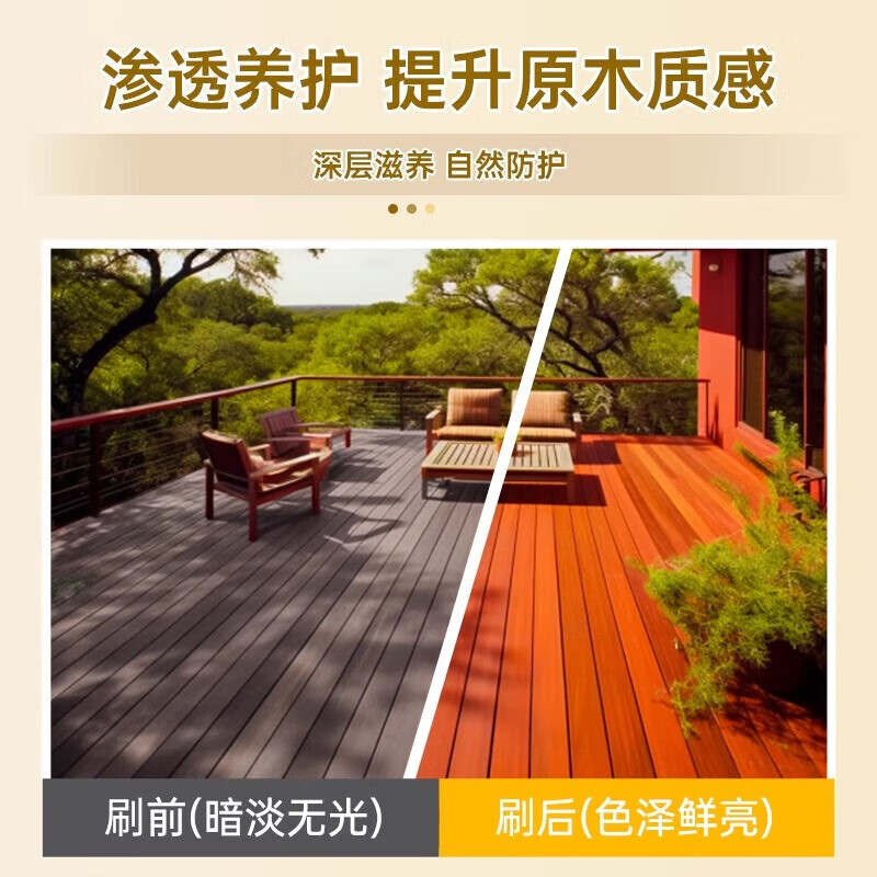 阿莫西防腐木油 木蜡油实木户外耐候桐油透明清漆木器漆油漆 锈红色 18L高清大图