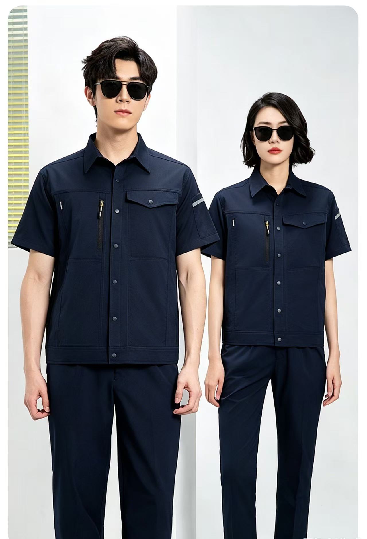 路安保 夏季短袖工作服YJ505吸湿排汗速干套高清大图