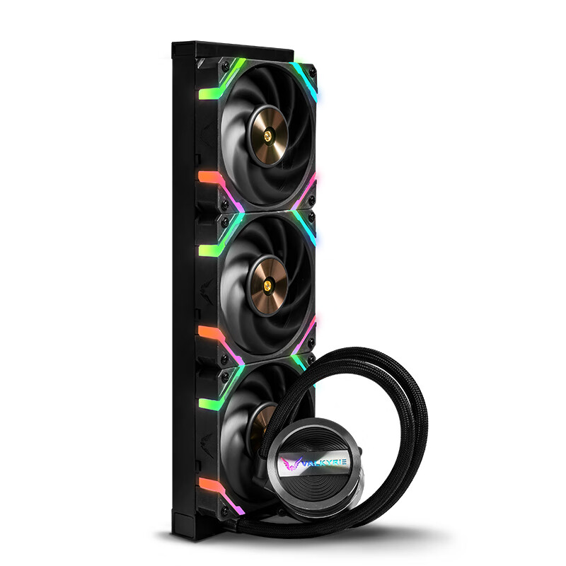 瓦尔基里GL360 三排 一体式水冷 多平台扣具 ARGB光效 铝质冷头CPU水冷散热器黑色支持i9 14900KF高清大图