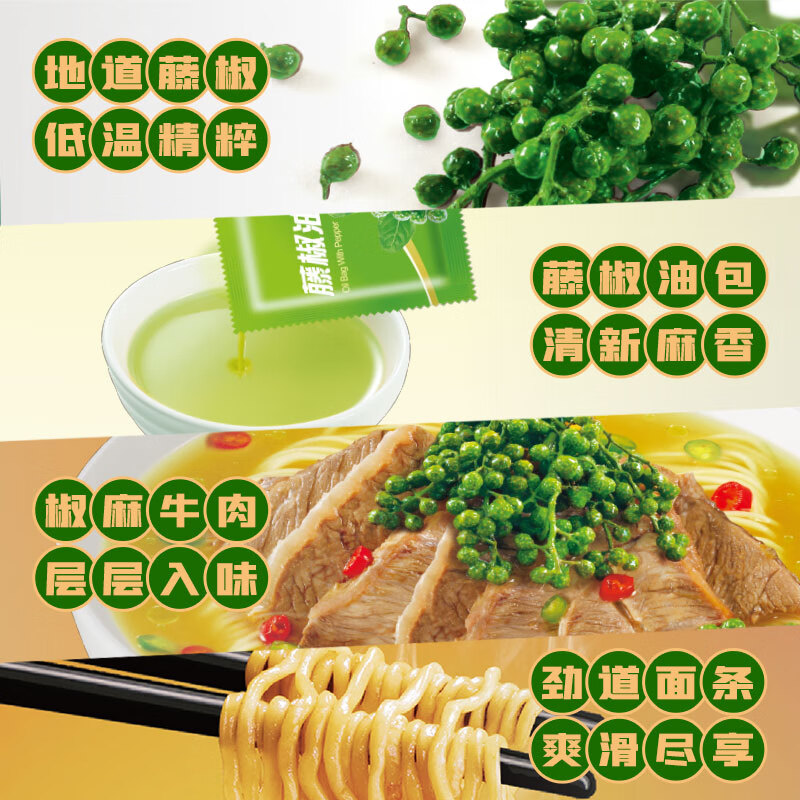 康师傅 方便面 大食桶藤椒牛肉面桶面141g*12 泡面整箱速食 方便食品高清大图