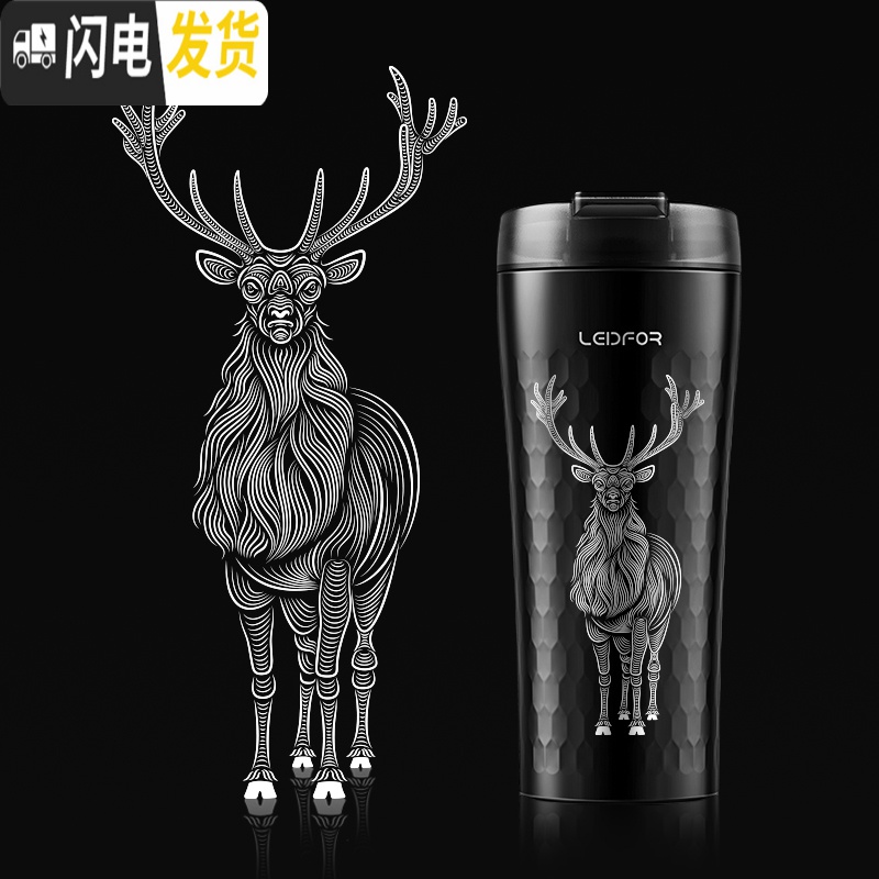 三维工匠旗舰店保温咖啡杯马克杯黑色磨砂有盖弹跳杯子水杯 象牙白400咖啡器具高清大图