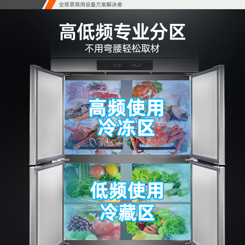 星星优品1330升六门冰箱全铜管立式冰柜商用大容量厨房饭店酒店不锈钢双温冷冻保鲜柜 六门全铜风冷双温BCD-1360WA高清大图