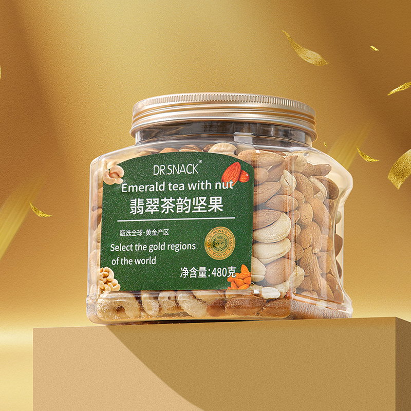 黄金果农翡翠茶韵坚果480克原味罐装健康美味混合坚果大礼包 原味