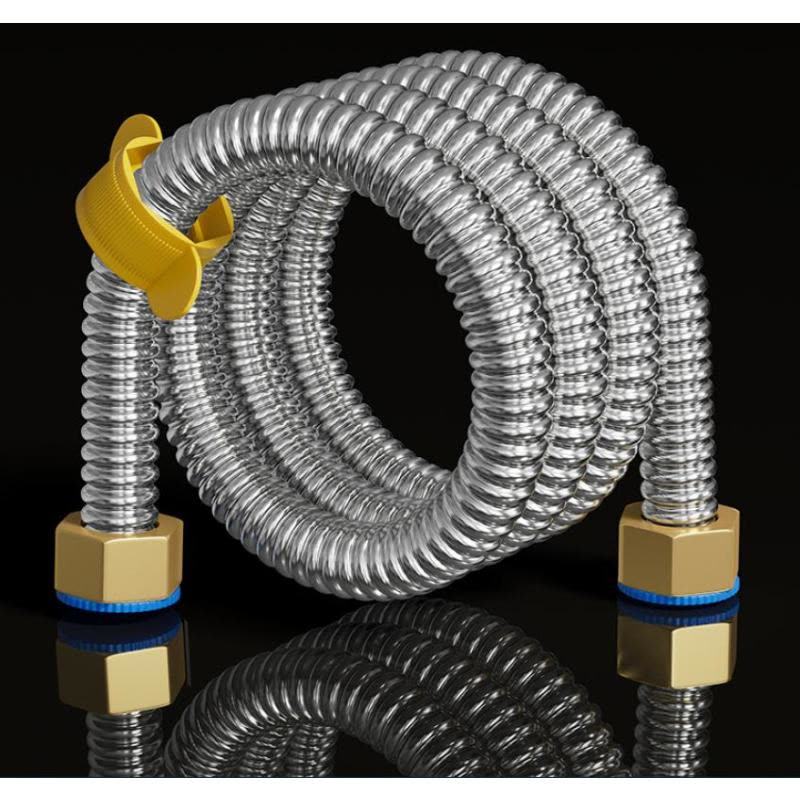 304不锈钢波纹管4分金属软管燃气热水器马桶进水管冷热高压连接管--【加厚】不锈钢精铜螺母50CM*2+冷热角阀图片