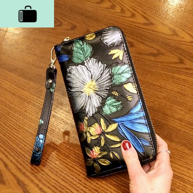 2020新款女士钱包长款拉链钱夹皮多功能皮夹复古大容量女手拿包NEW LAKE高清大图