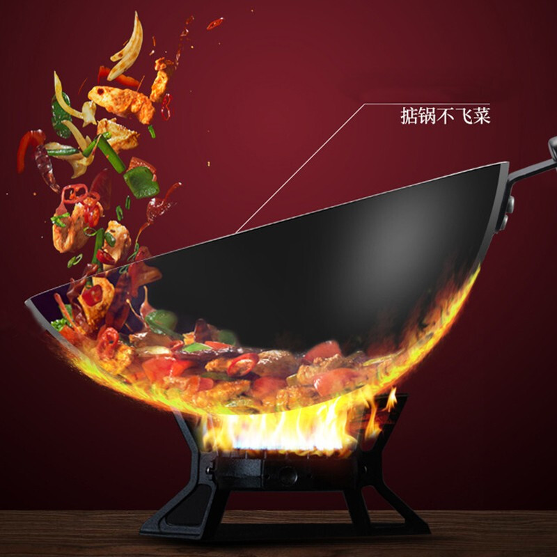 莫斯曼 多特蒙精铁真不锈无涂层家用 32cm 原木手柄炒锅 黑色 MSM-5866高清大图