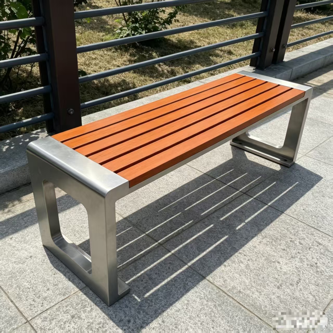 公园长椅不锈钢户外长凳120*40*45cm高清大图