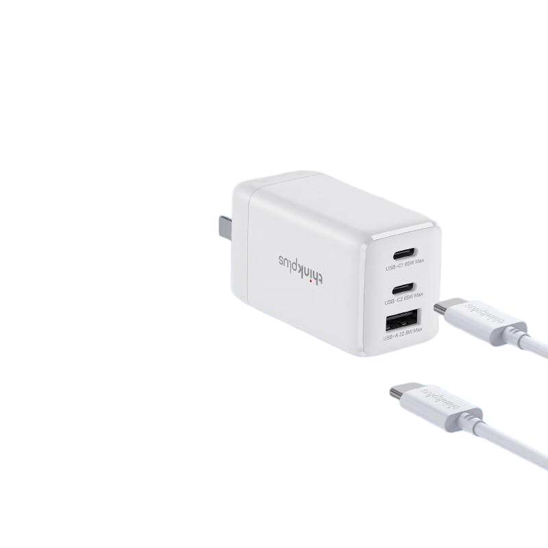 联想thinkplus 氮化镓充电器 白色 三口2C1A 65W 个