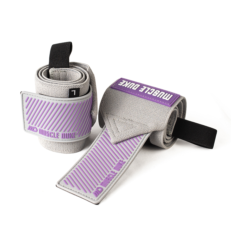 健身护腕弹力训练健身保护防扭 伤绷带运动助力带护腕男女进阶舒适加压系列/肌肉公爵4208 斜纹紫标 均码/2只装