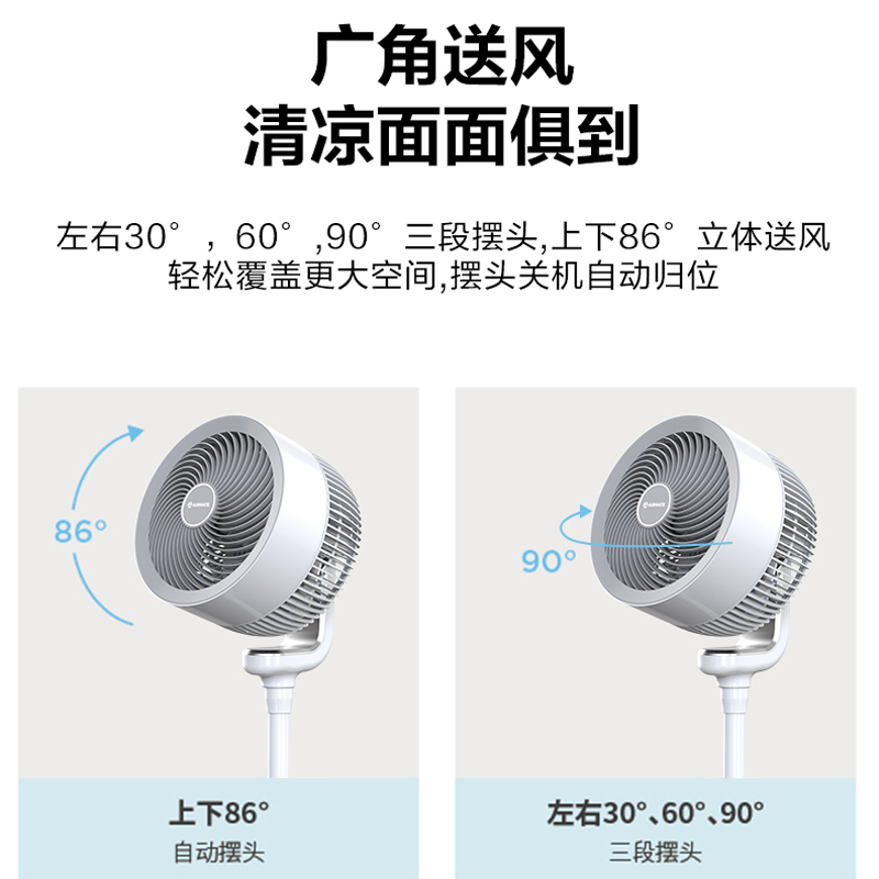 艾美特(Airmate)空气循环扇家用变频电风扇负离子净化智能风扇家居用可伸缩遥控落地扇白色FA23-RDI91高清大图