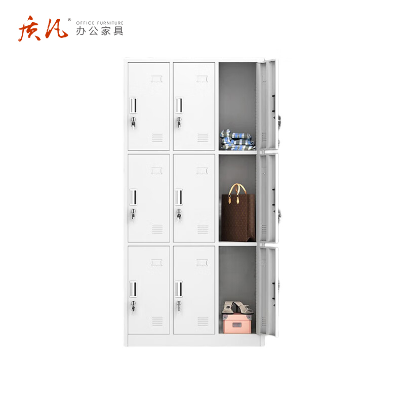 苏宁 质凡 办公家具 九门更衣柜储物柜带锁多门柜/ZF-GYG004/900*420*1800高清大图