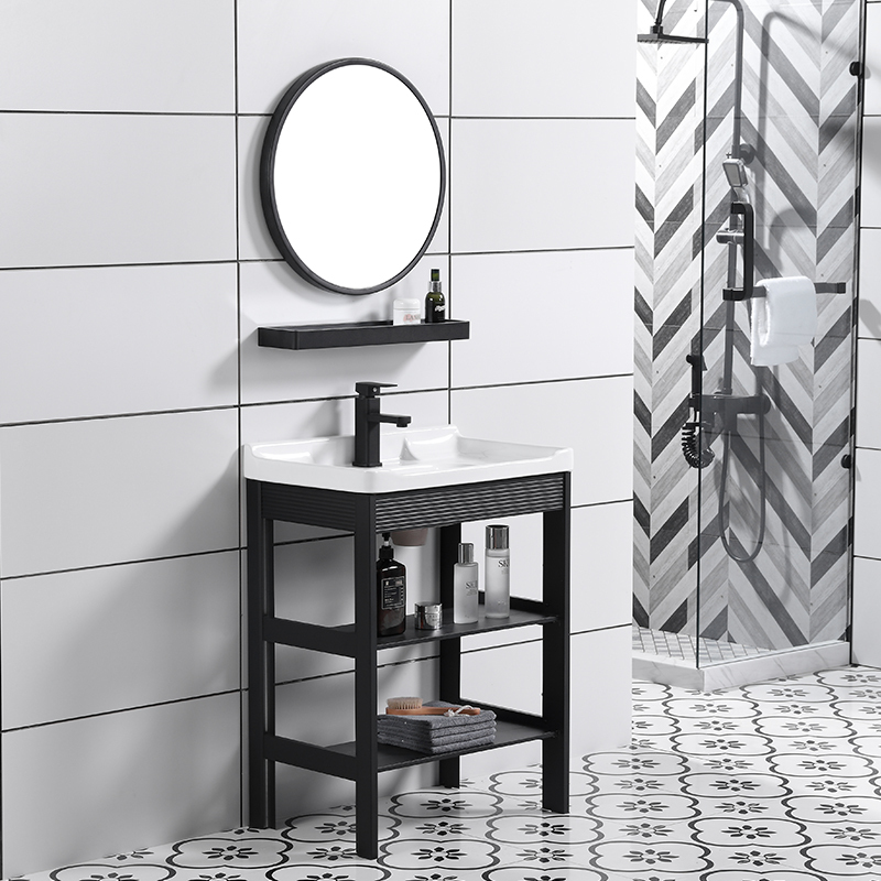 落地式洗手盆柜组合小户型洗手台盆一体挂墙式洗漱台卫生间洗脸盆定制