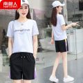 南极人冰丝纯棉休闲运动套装女2021夏天新款时尚两件套广场舞服装 2XL 白色-短裤