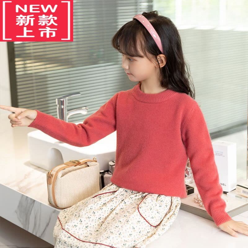 可莉允儿童纯山衫女童装男童毛衣宝宝套头打底中大童秋冬加厚衫图片