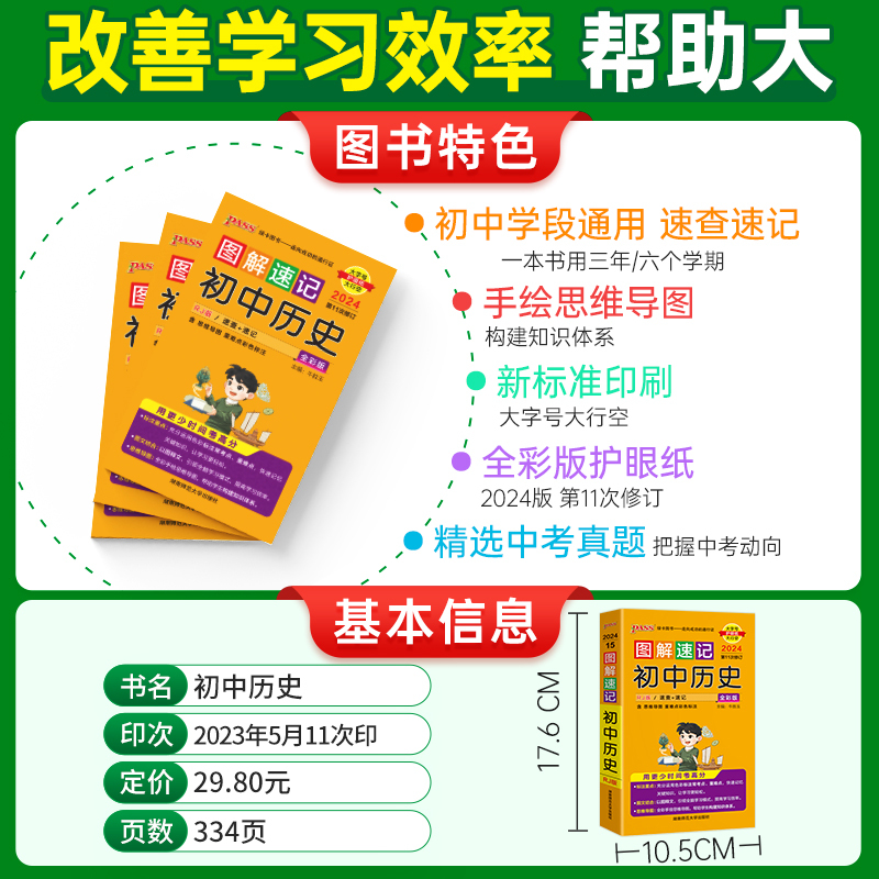 [2024]地理生物 初中通用 [正版]图解速记小四门初中历史知识点汇总随身记手册生物理化学语文数学英语政治地理初一二三