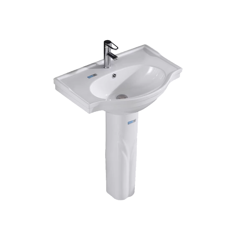 立柱洗手盆陶瓷落地台白色柱盆冷热龙头 单位:个高清大图