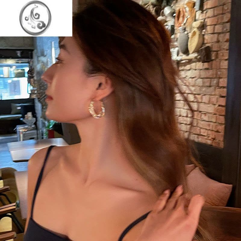 JiMi定制高货~网状水晶耳圈镂空耳环女新款高级耳钉轻奢小众气质耳饰图片