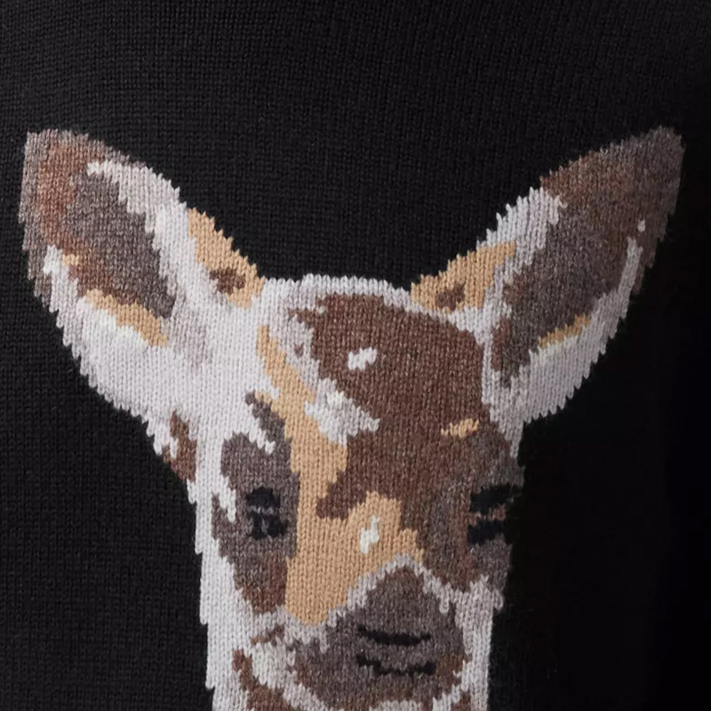 巴宝莉burberry女士鹿嵌花羊毛针织衫小鹿毛衣8026297