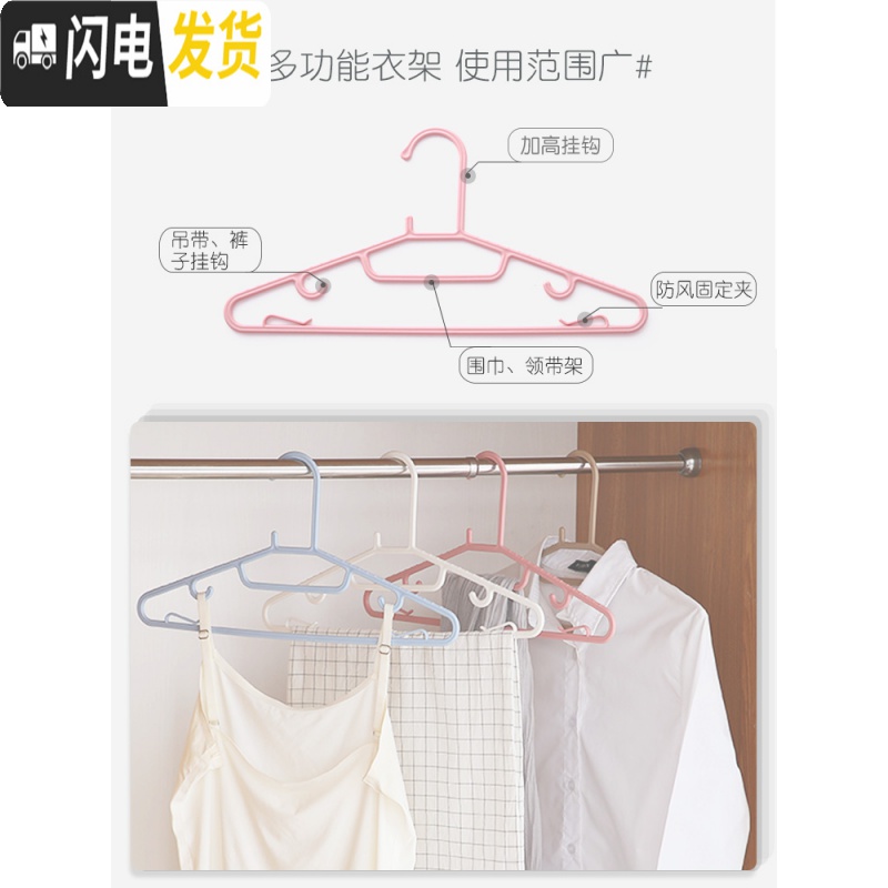 三维工匠衣架家用挂衣塑料宽肩无痕晒衣服撑子防肩角衣柜专用一架大衣外套高清大图