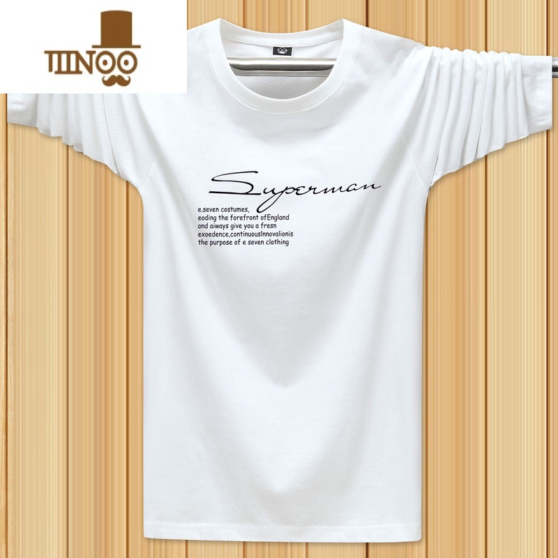 YANXU春季长袖t恤男宽松上衣2022新款青少年时尚大码男装T恤袖2新高清大图