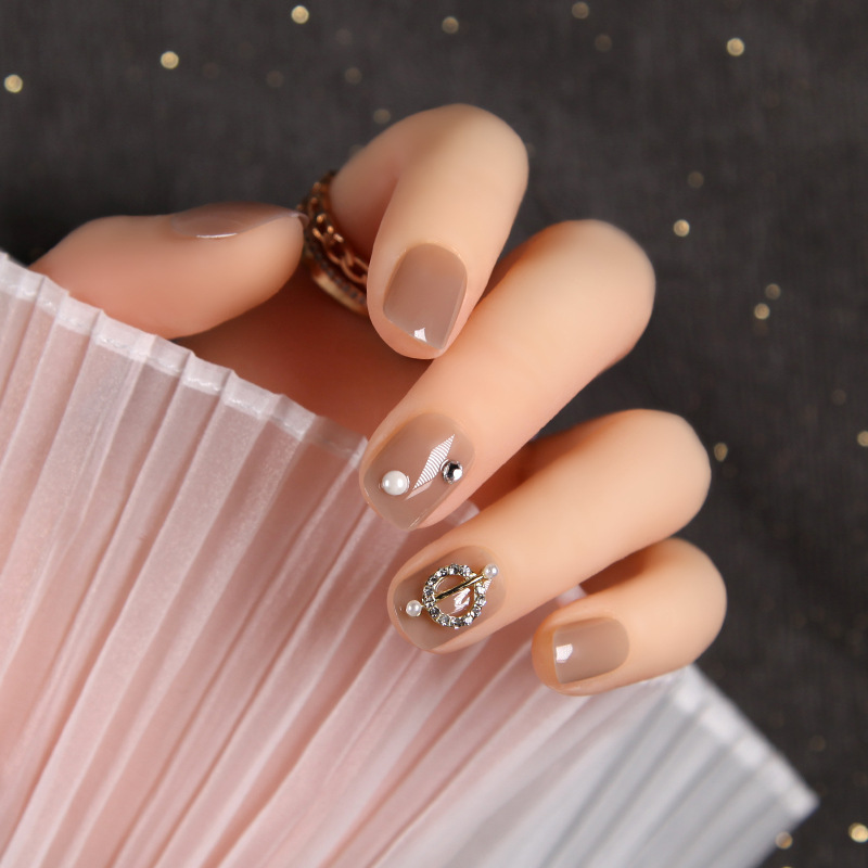 美甲贴片成品穿戴美甲高级日系半透裸色夏天款假指甲甲片s652胶水款短