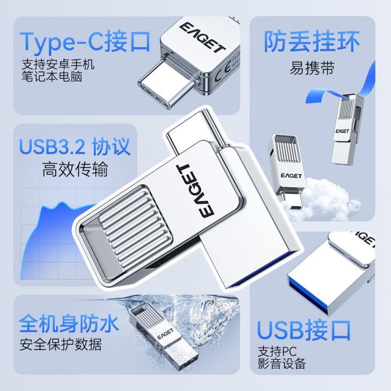 忆捷(EAGET) SU20固态Type-c U盘 USB3.2 Gen2高速传输 128G商务高速闪存u盘高清大图