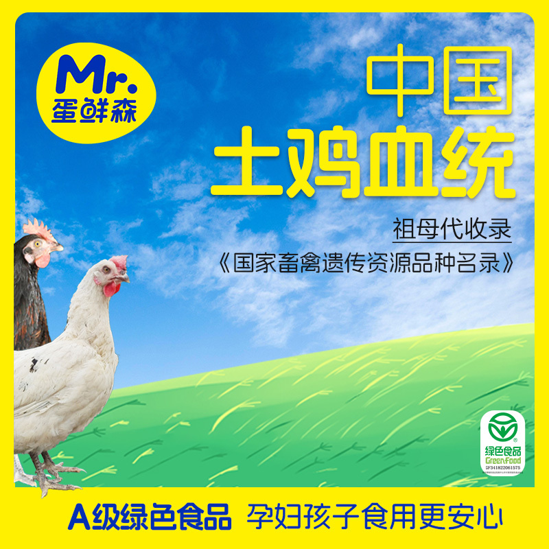 蛋鲜森绿色无抗可生食土鸡蛋 可生食认证 无抗认证 [礼盒装]40枚/1600g(含手提)!高清大图