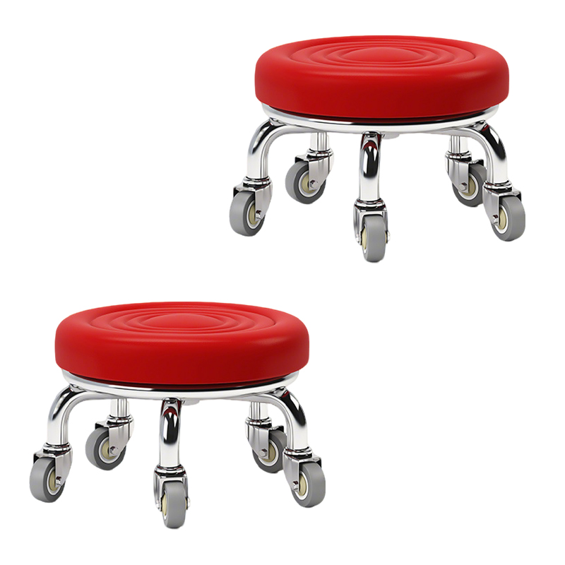 先围 静音滑轮矮凳 40*22cm-水波红 个高清大图
