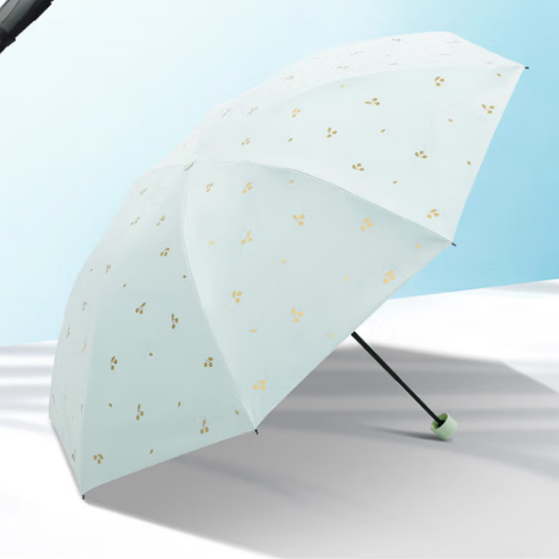 天堂 防紫外线晴雨伞三折8k钢骨玻纤黑胶遮阳防晒太阳伞 伞下100CM高清大图