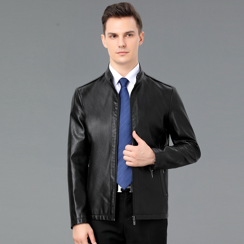 正品海宁真皮皮衣男劲霸男装绵羊皮男士机车皮夹克 商务休闲新款大码头层山羊皮夹克秋装单皮外套冬装加绒加厚男士机车服哈吉斯 9180黑色拉链袖口 190/104A