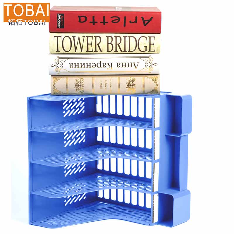 拓栢四联塑料文件架带笔筒TBB08/个高清大图