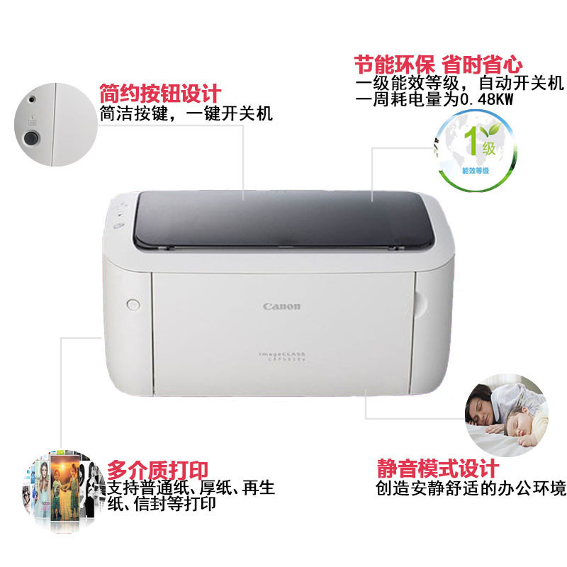 佳能(Canon)LBP6018L黑白激光打印机小型商务办公A4家用学生作业打印机 套餐二