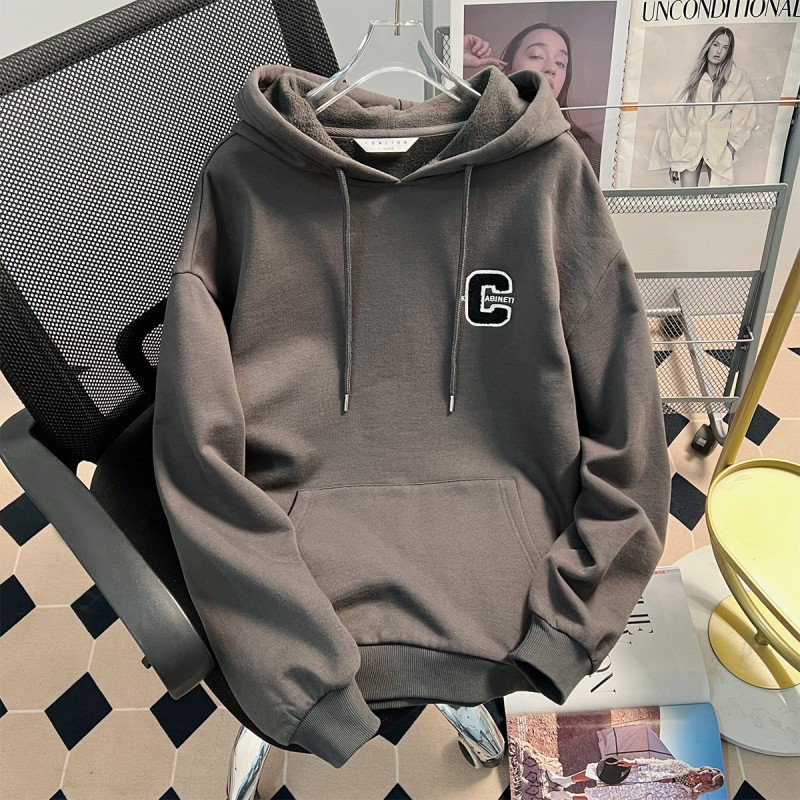 [2.5折价99元]唐狮春季卫衣女新款韩版宽松简约连帽左胸刺绣字母上衣百搭