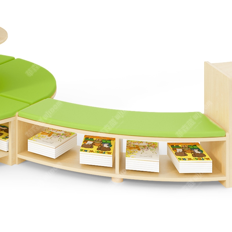 华森葳儿童家具 自然空间单层收纳座椅柜+三层收纳柜+双层收纳柜高清大图