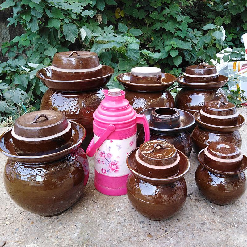 老式陶瓷泡菜坛子腌菜坛带盖土陶大号家用腐乳辣酱豆瓣酱坛子罐子磕碰