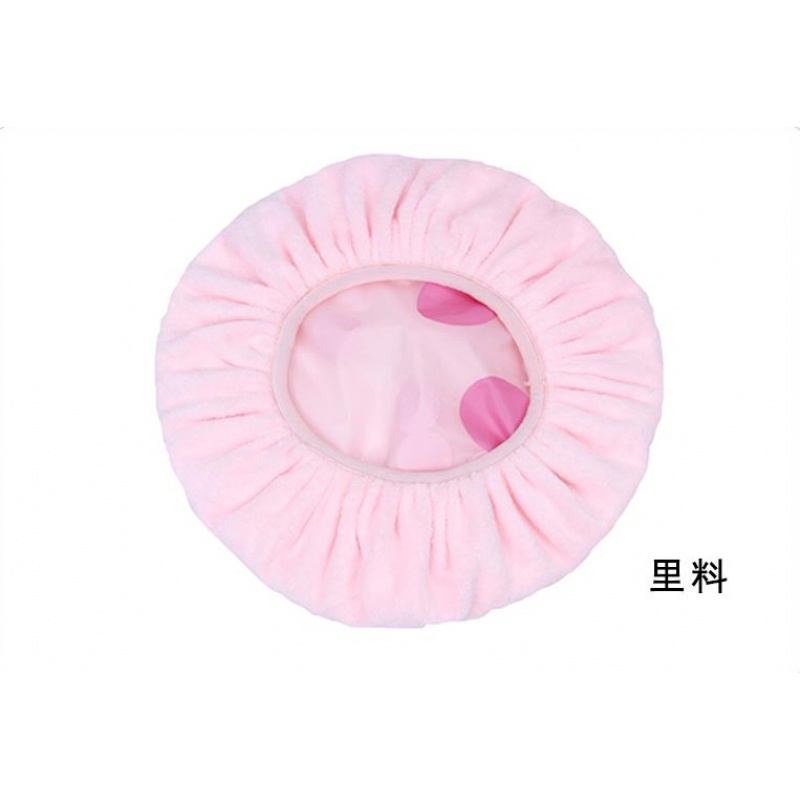 简约防水防尘加厚浴帽韩式成人女款印花洗发洗澡帽干发吸水帽 三维工匠 粉色升级加厚高清大图