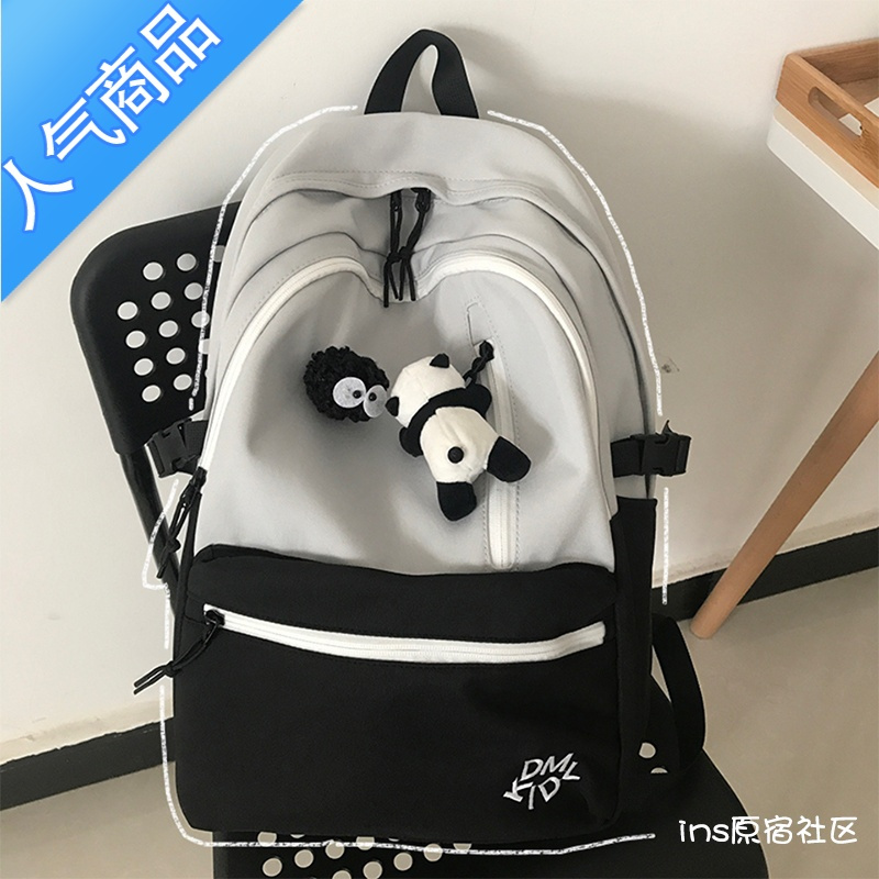 封后韩国ins原宿风初中生书包女ulzzang韩版高中大学生日系双肩包男学生书包