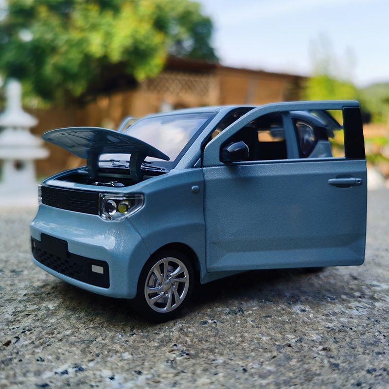 大号五菱宏光mini ev合金车模型摆件仿真小汽车儿童声光玩具车男 五菱