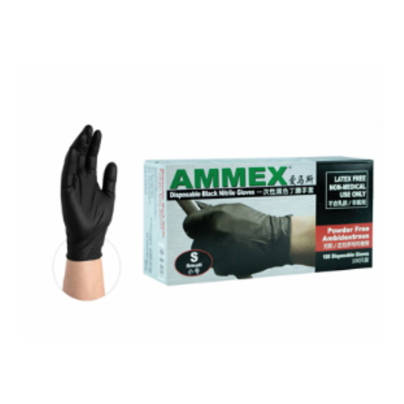 爱马斯 Ammex GPNBC44100 一次性黑色丁腈手套 (无粉)(中号)
