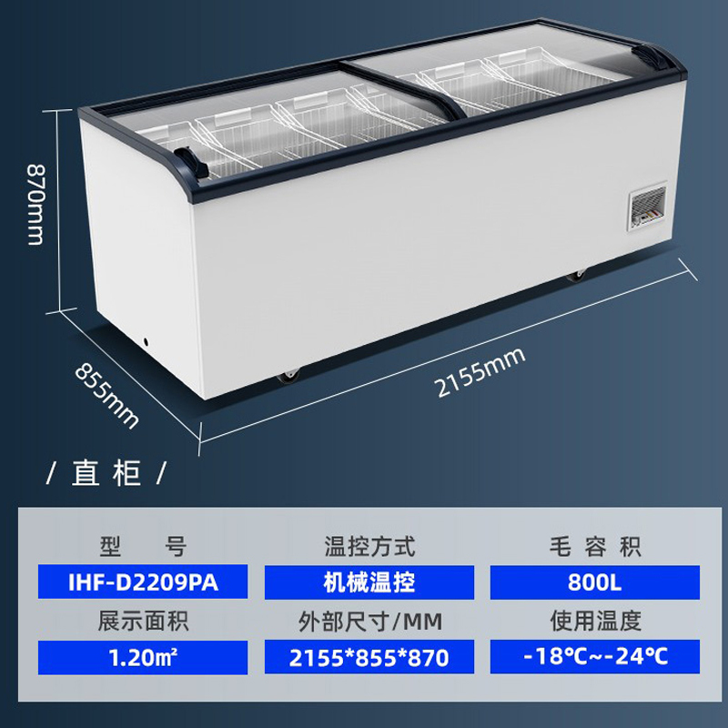 澳柯玛(AUCMA) 超市组合展示柜商超岛柜 卧式冰柜冰淇淋冷冻雪糕柜冷饮水饺丸子保鲜柜直柜IHF-D2209PA