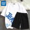 真维斯运动套装男2022年夏季韩版潮流T恤轻薄冰丝五分中裤两件装