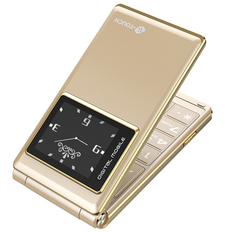 天语ktoucht5金色双屏翻盖老人手机超长待机移动联通2g双卡双待老人机