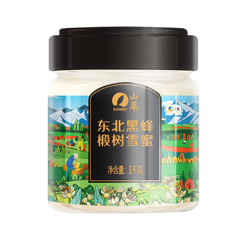中粮山萃蜂蜜东北黑蜂椴树雪蜜1000g