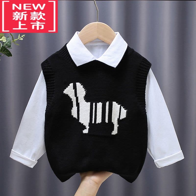 可莉允儿童毛衣背心2022早秋新款男童坎肩洋气针织衫童装毛线马甲外穿潮图片