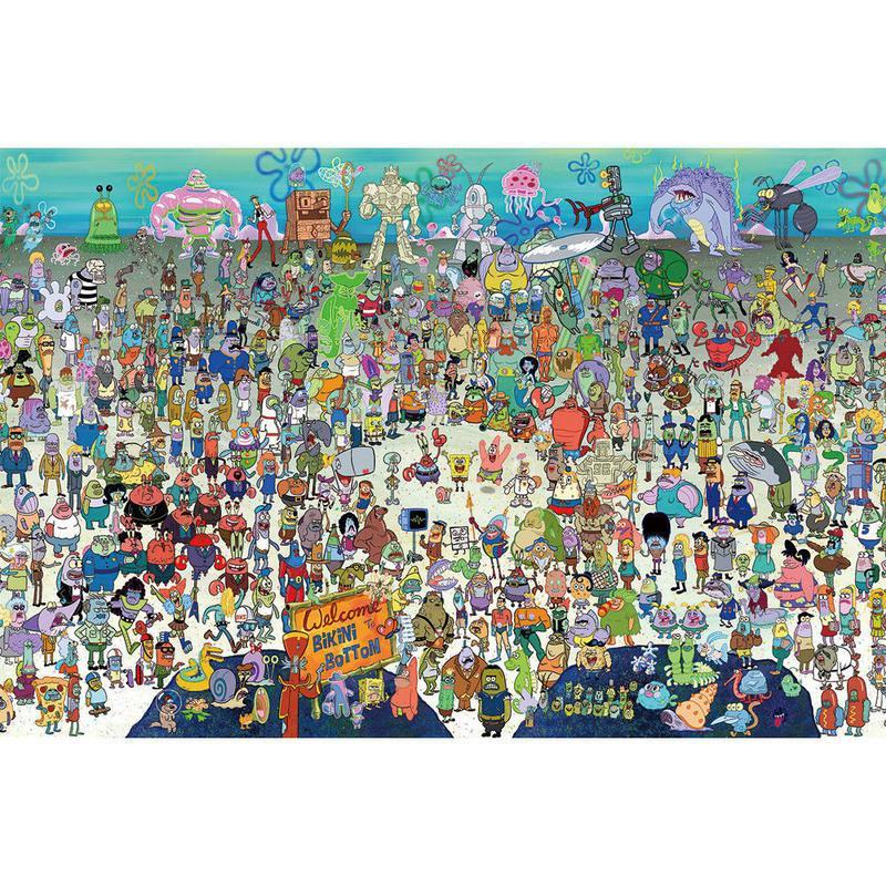 拼图海绵宝宝全家福比奇堡合照300片520片1000高难度成人大型减压 竖版 海绵宝宝 300片26x38cm默认代拼分图片