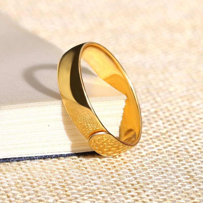 翠绿黄金戒指足金999男女款光面光圈戒子金重约545555ga01000030135